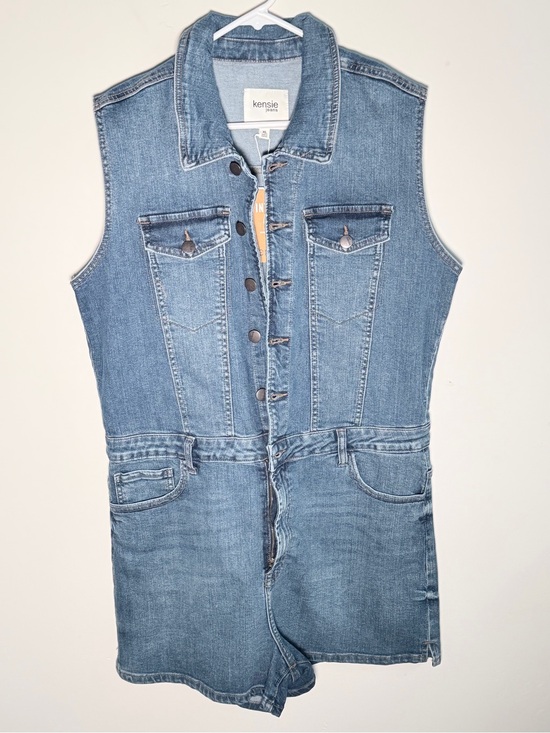 Kensie Denim - Kensie Light Blue Denim Sleeveless Shortalls
